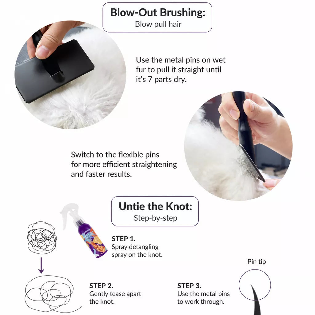 Pet Pin Brush for Dogs and Cats, Long-Hair Grooming Tool