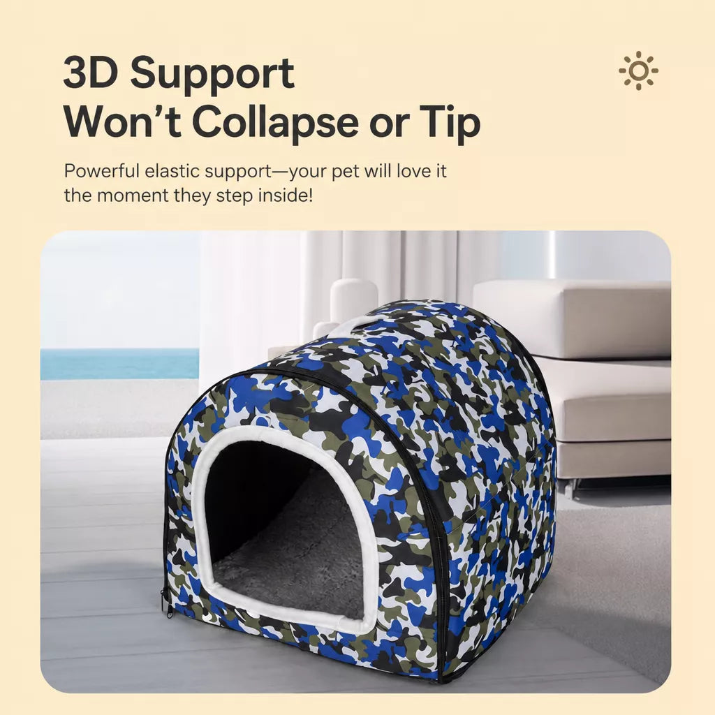 Semi-Enclosed Waterproof Pet Bed for Small to Medium Dogs and Cats