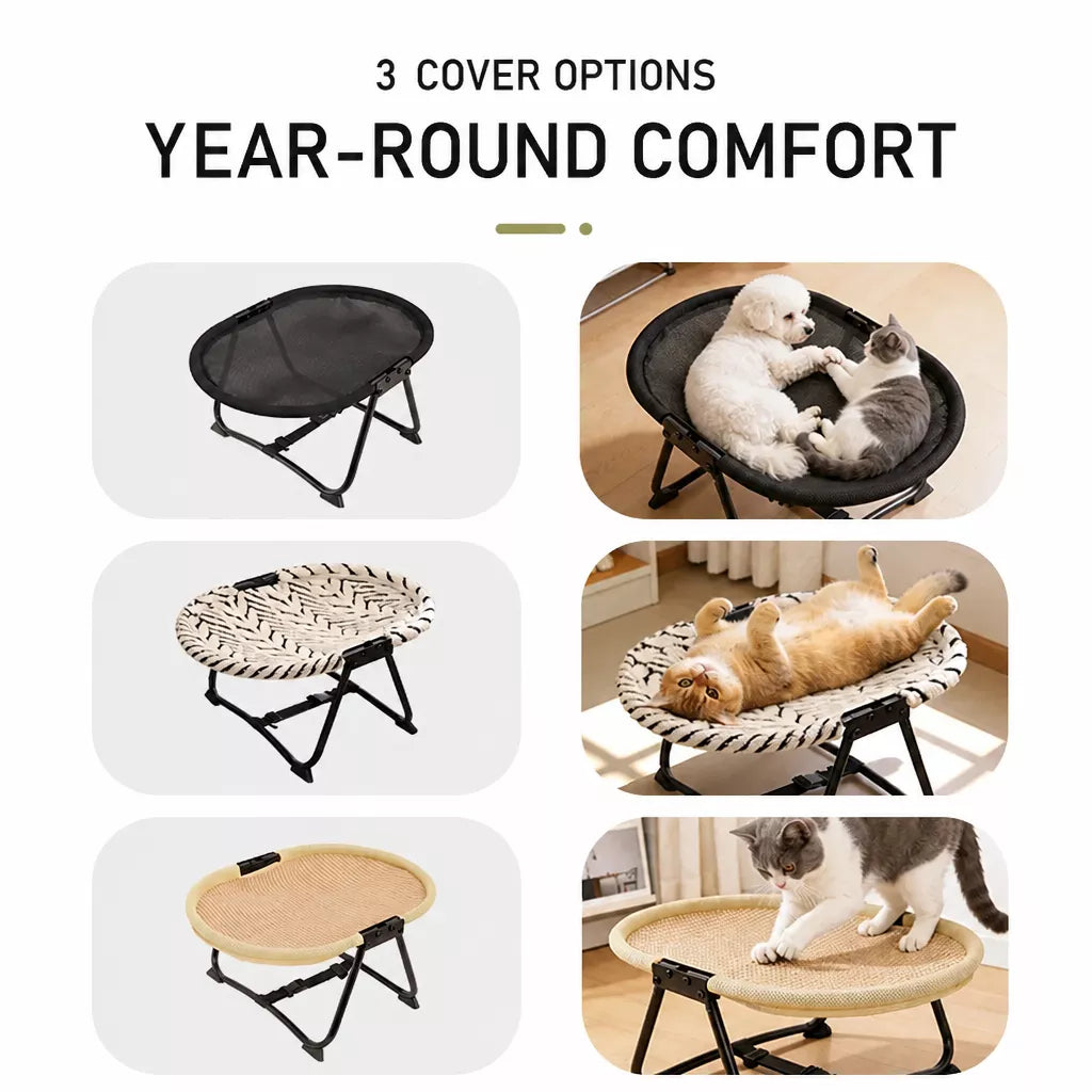 Foldable Elevated Pet Cot for Cats & Dogs