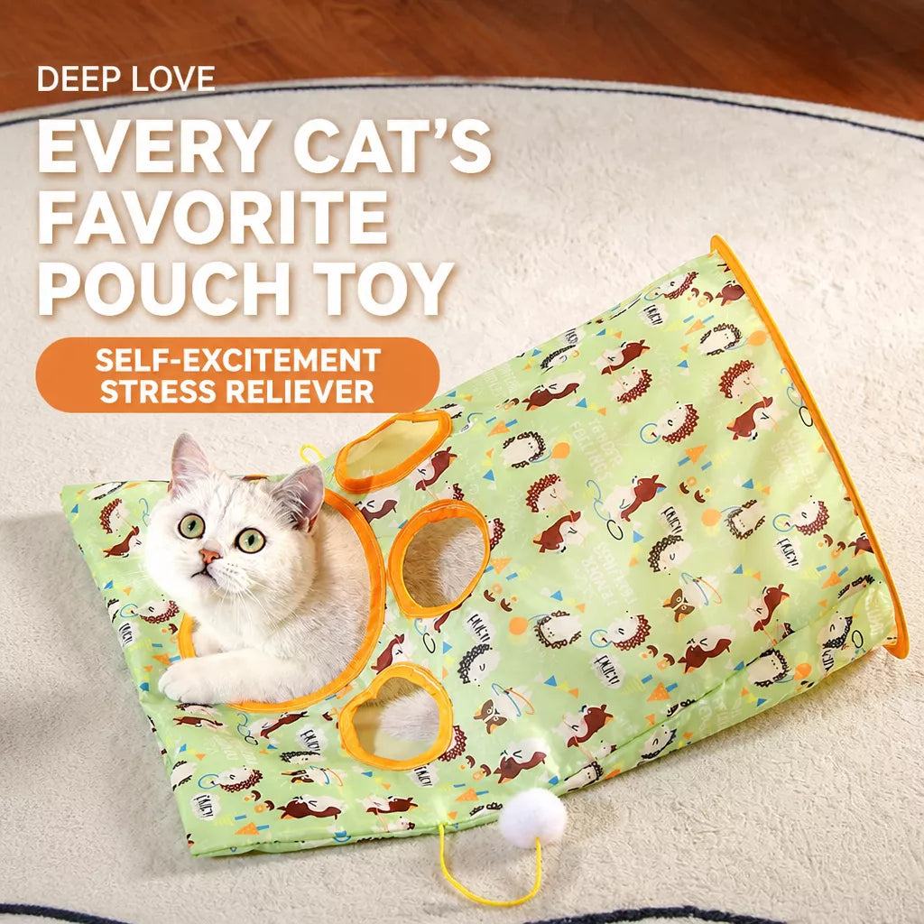 Collapsible Cat Tunnel Toy with Crinkle Paper