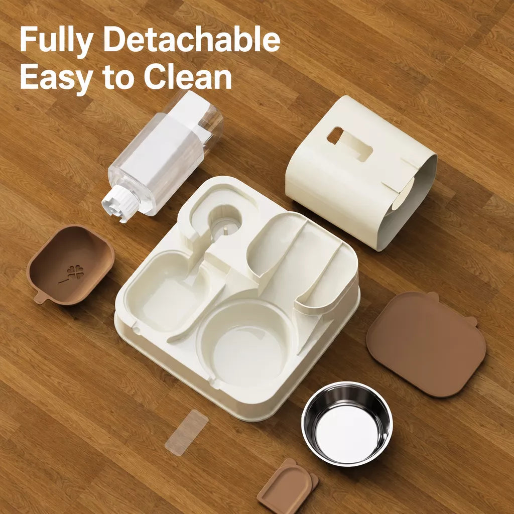 Automatic Pet Feeder with Dual Food and Water Bowls