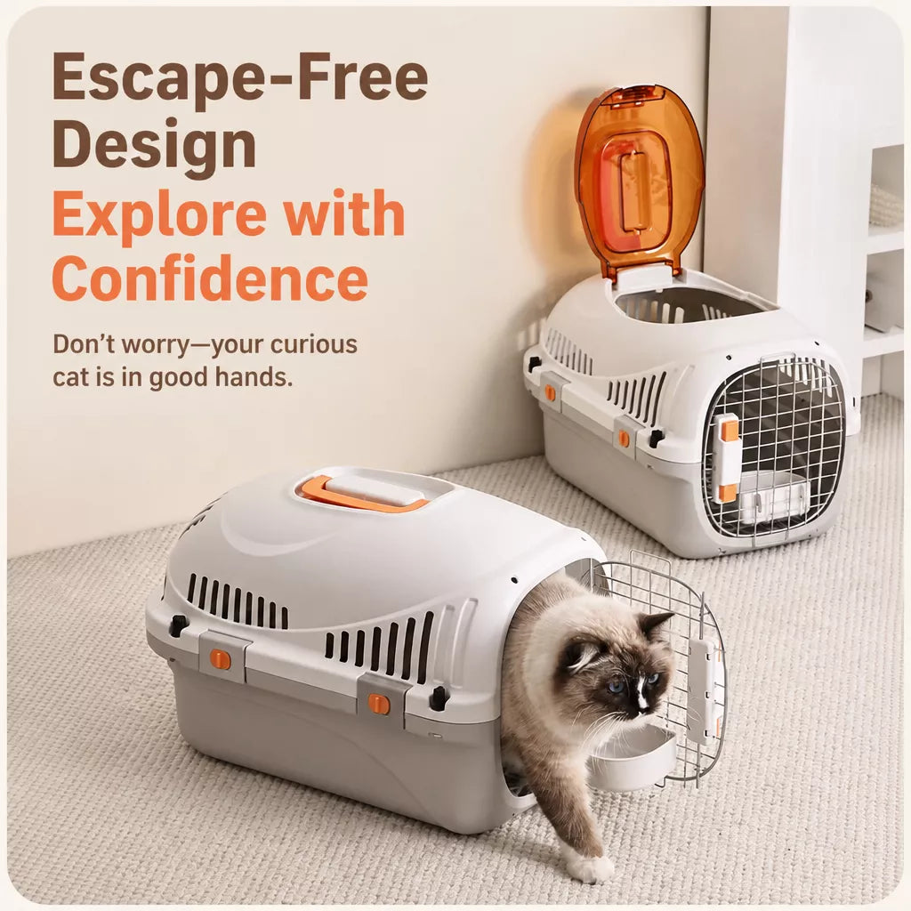 Portable Ventilated Plastic Pet Carrier for Small Dogs and Cats
