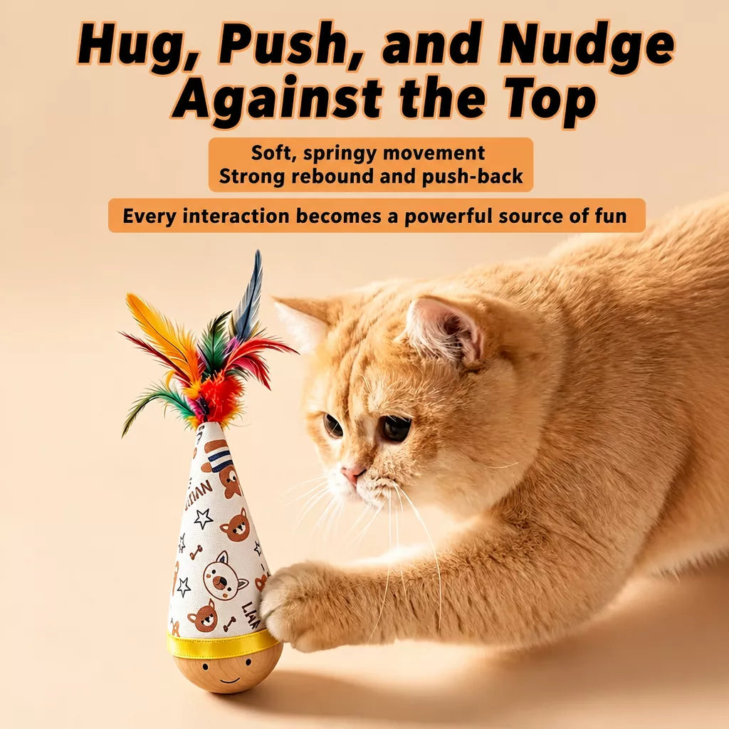 Wobble Cat Toy with Feather Teaser
