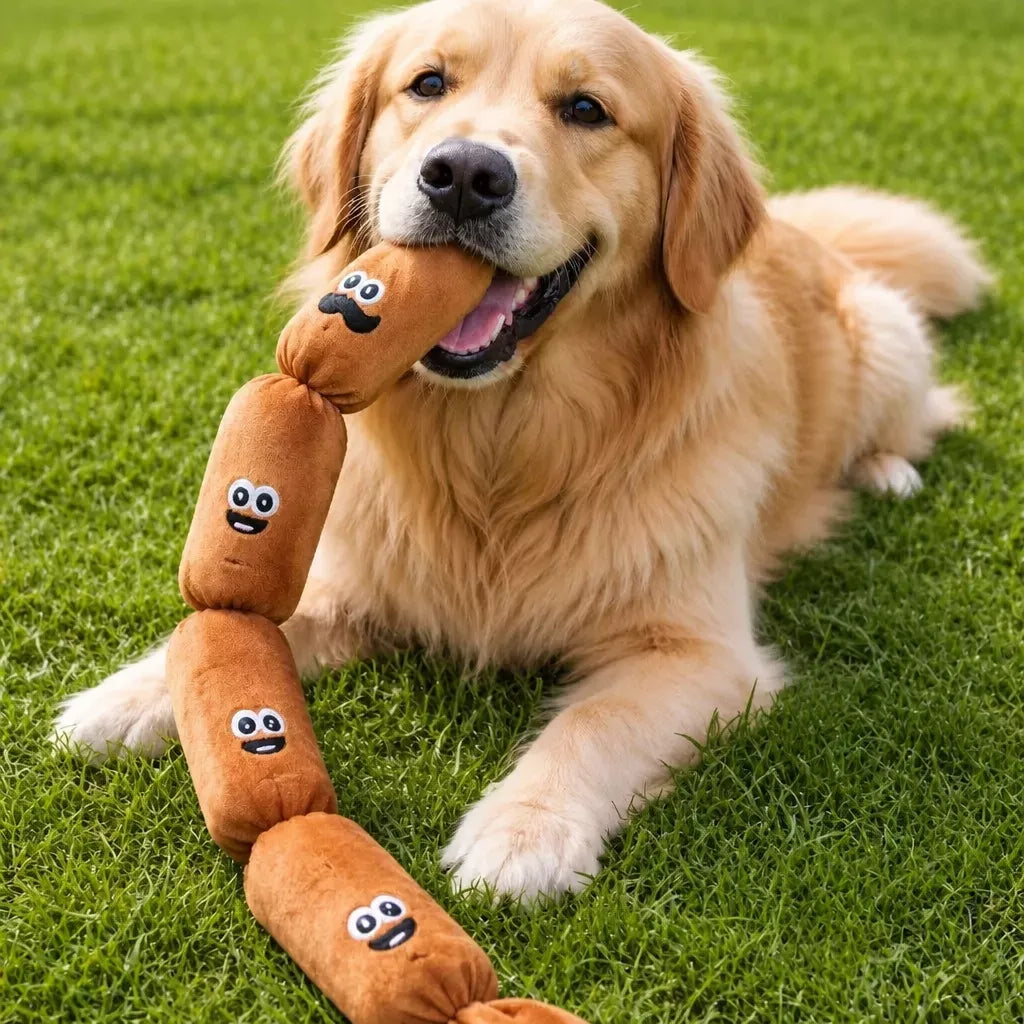 Four-Section Sausage Squeaky Tug Toy for Dogs