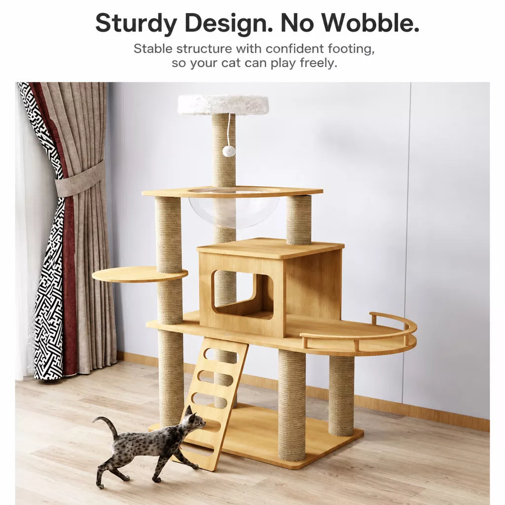Cat Tree with Enclosed Cat House and Scratching Posts