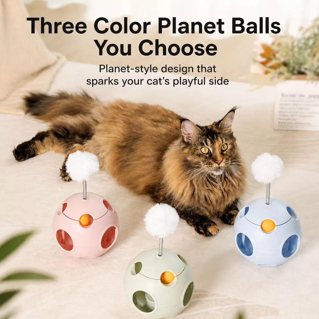 5-in-1 Planet Tumbler Cat Toy with Teaser Wand