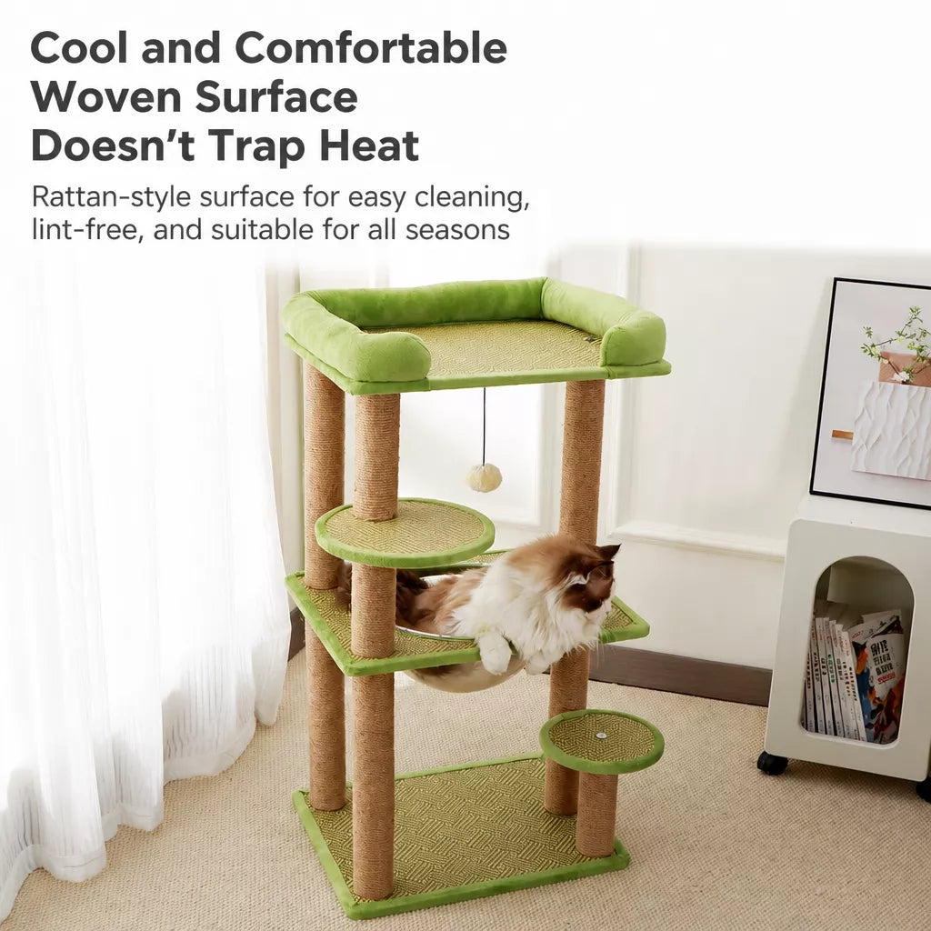 Compact Cat Tree with Space Capsule Hideaway and Perch