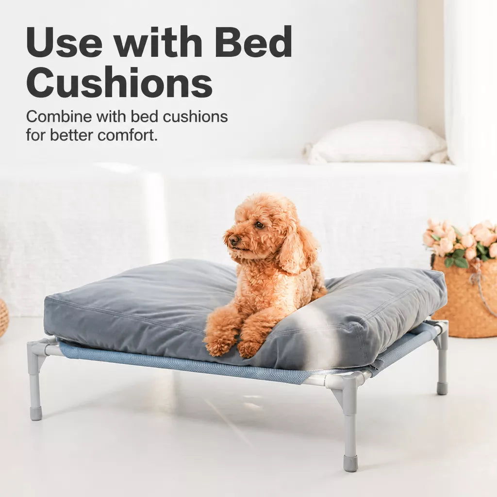Elevated Dog Bed with Steel Frame and Breathable Fabric
