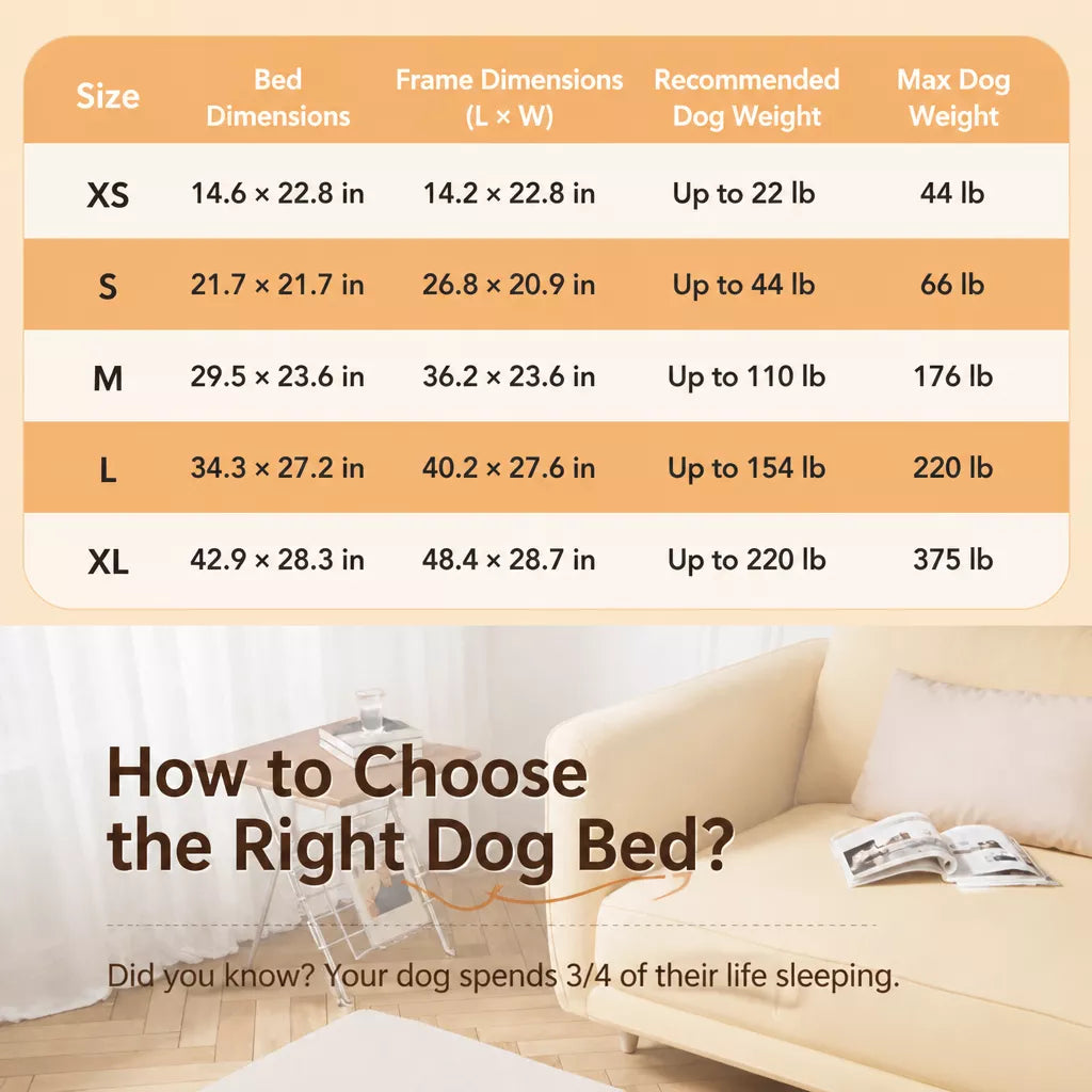 Elevated Pet Cot Bed with Removable Washable Nylon Cover