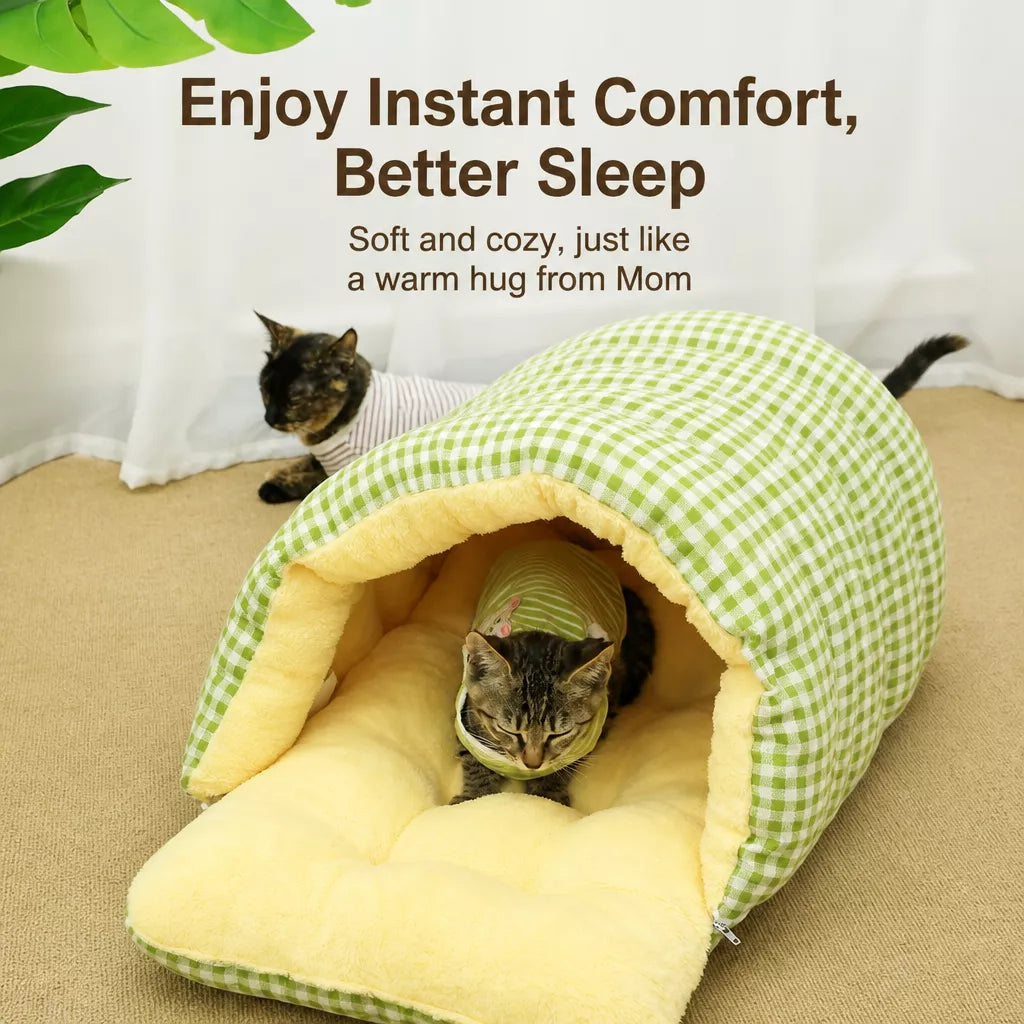 Enclosed Pet Bed with Open Entry for Cats and Small Dogs