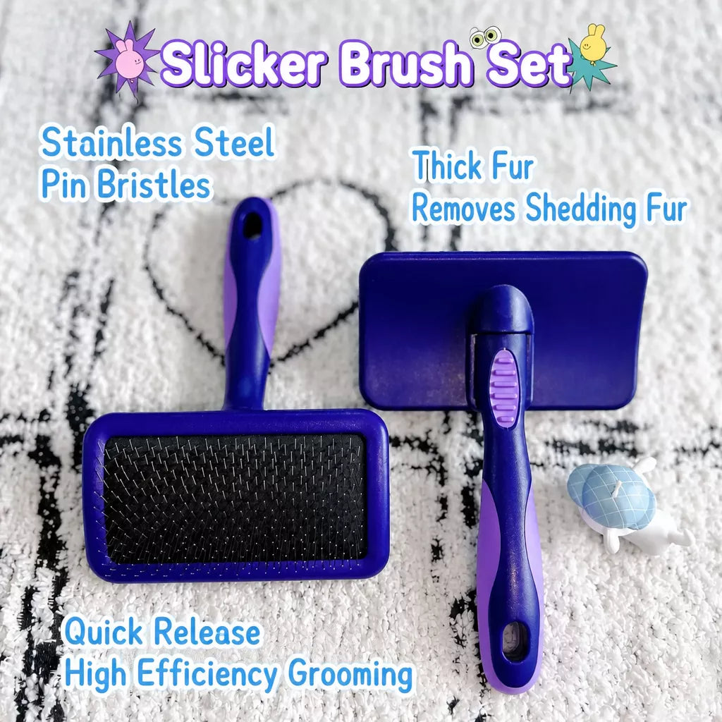 Dog & Cat Grooming Pin Brush for Detangling and Loose Fur
