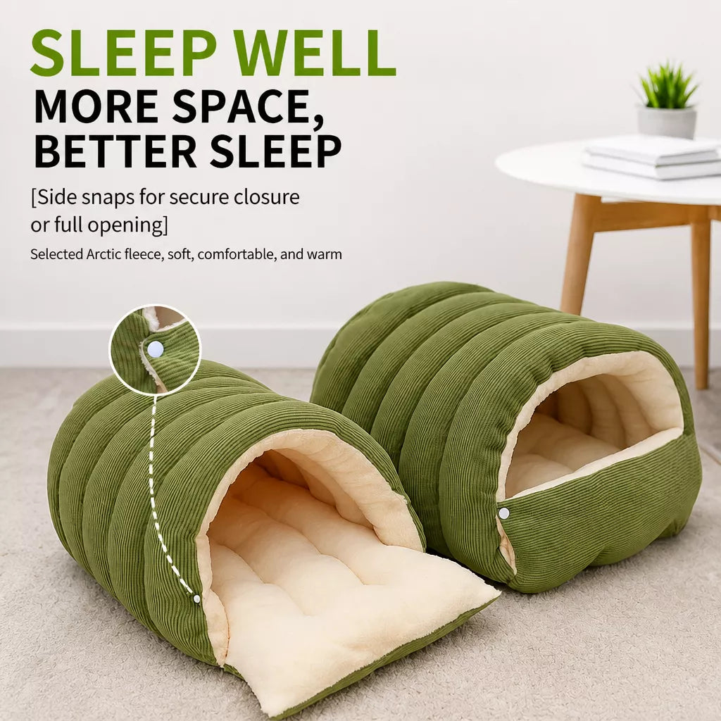 Semi-Enclosed Cat & Dog Bed with Removable Washable Cover