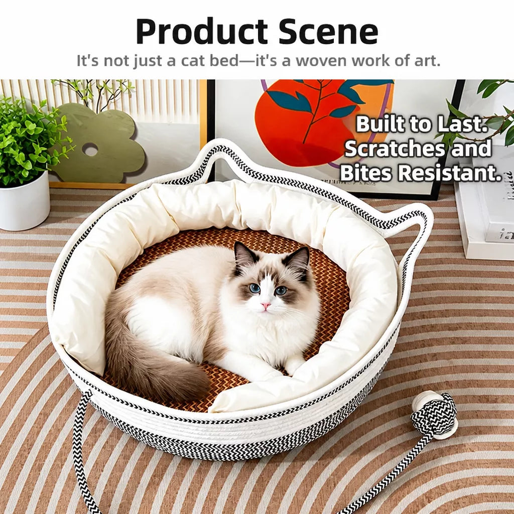 Cat Bed with Built-In Scratching Pad