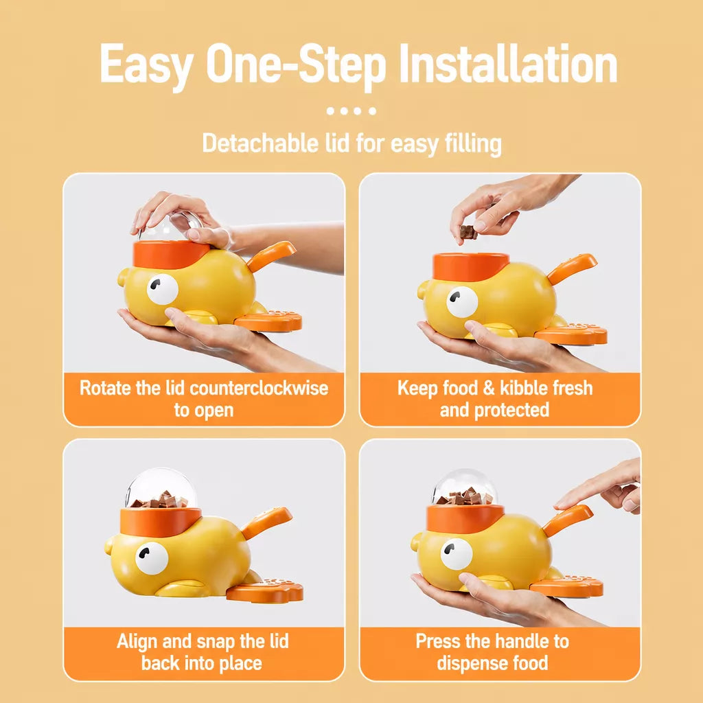 Rotating Duck Treat Dispenser Toy for Cats