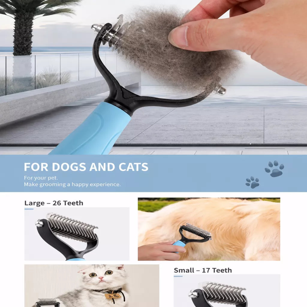 Pet Dematting and Deshedding Comb for Dogs and Cats