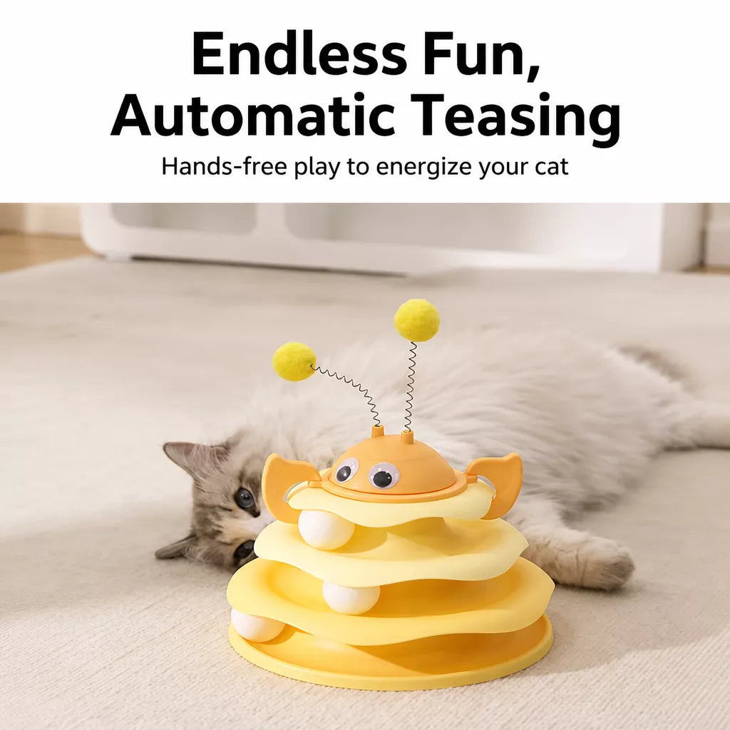 Cat Spinning Track Ball Toy with Tumbler Base