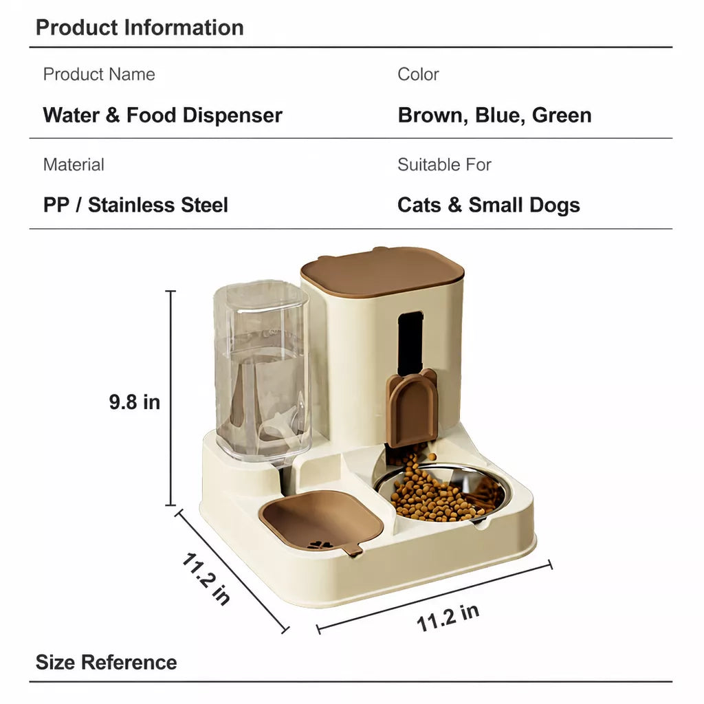 Automatic Pet Feeder with Dual Food and Water Bowls