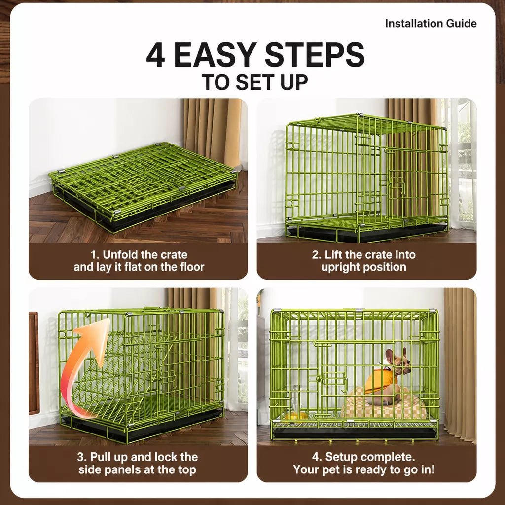 Indoor Dog Crate with Tray for Dogs Up to 33 lb