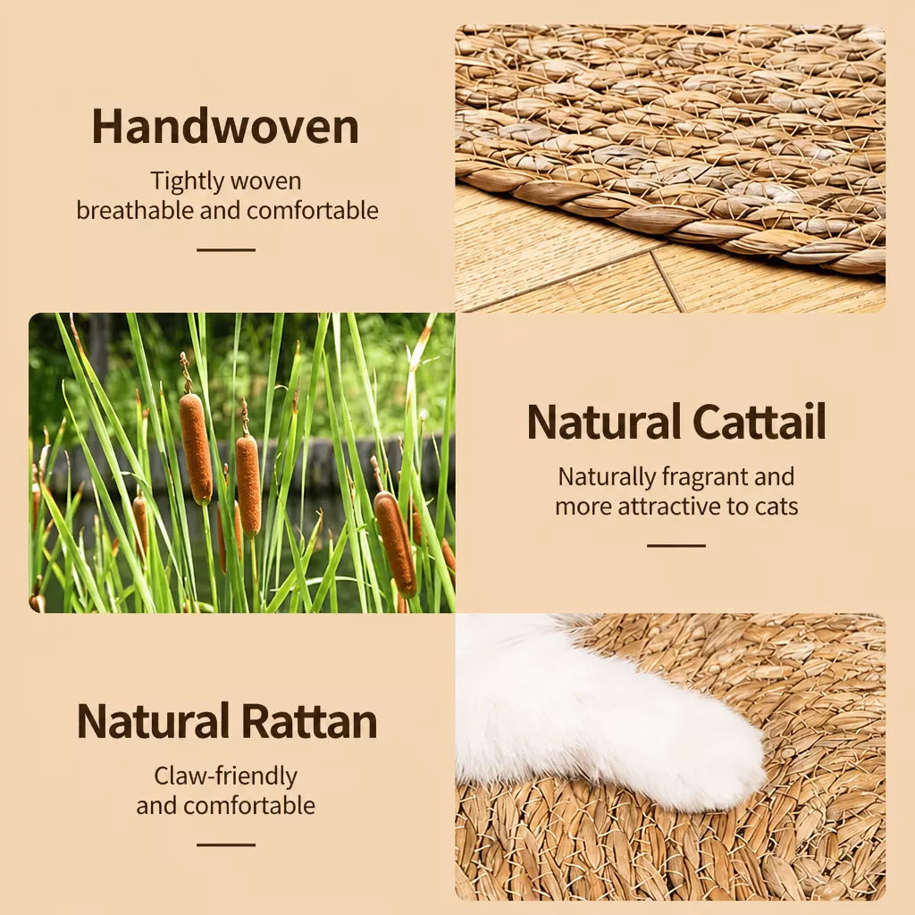 Round Bulrush Cat Scratching Mat