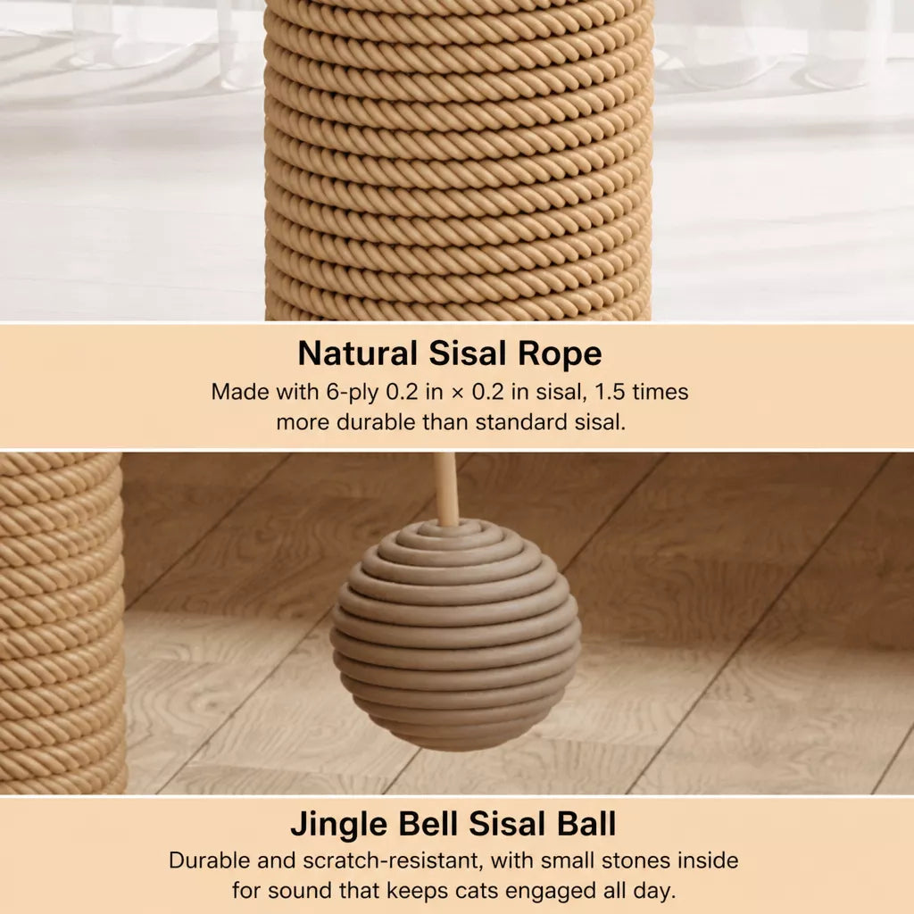 4-in-1 Vertical Cat Scratching Post and Climbing Tower