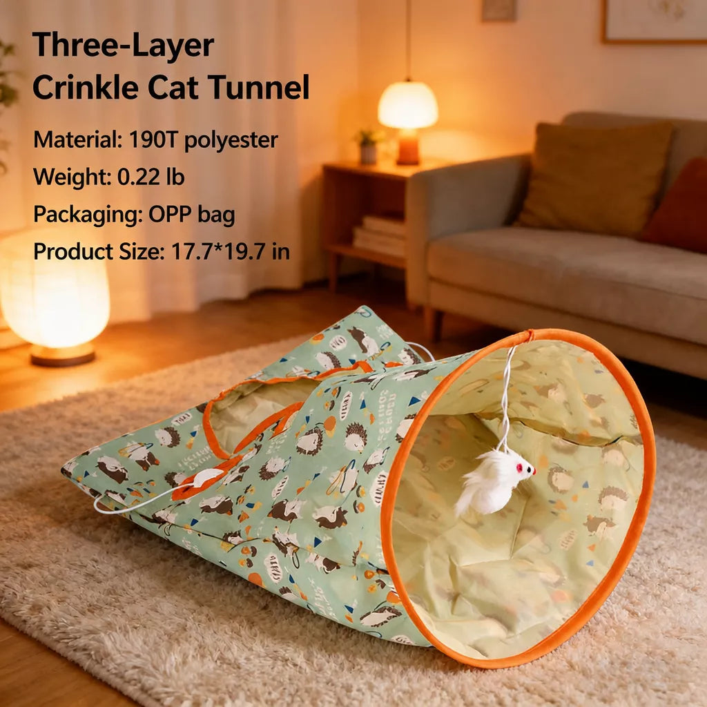 Crinkle Cat Hideaway Bag & Play Tunnel