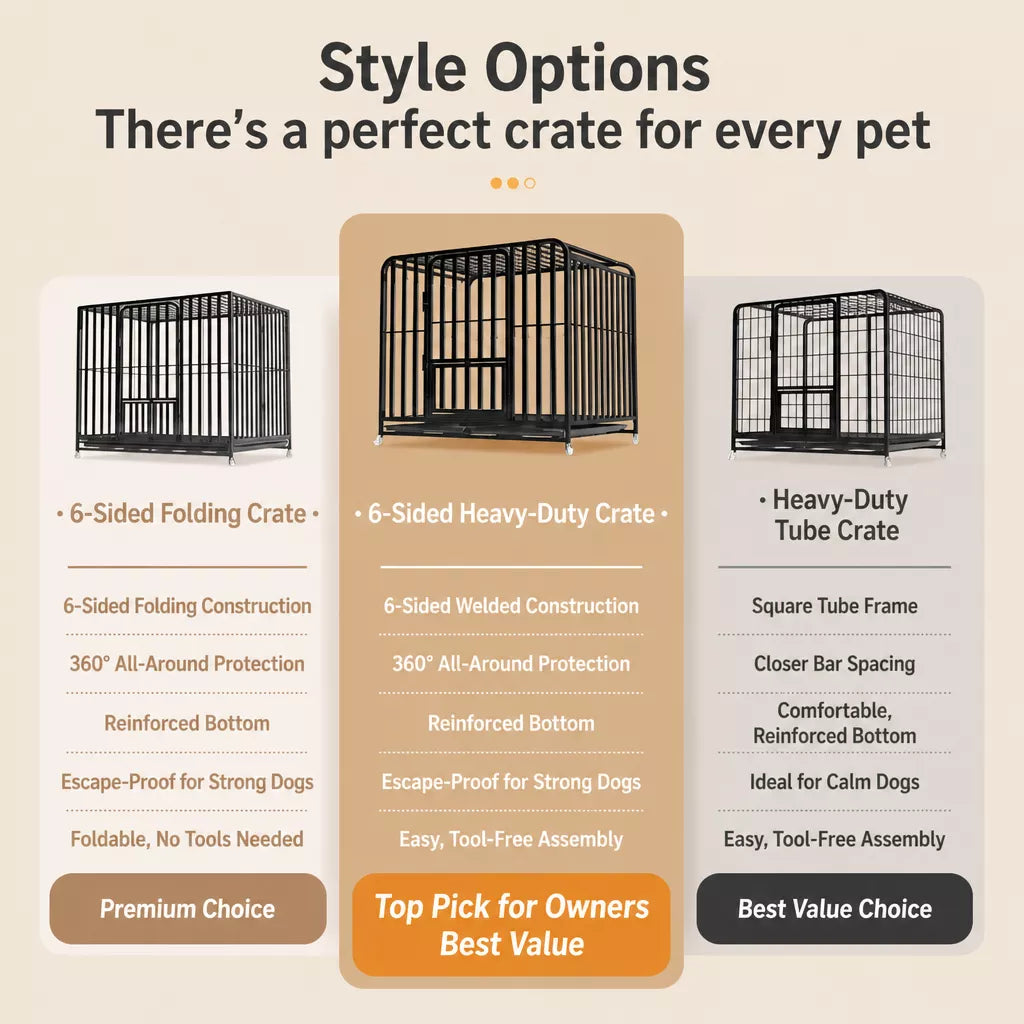 Indoor Dog Crate with Tray and Locking Casters