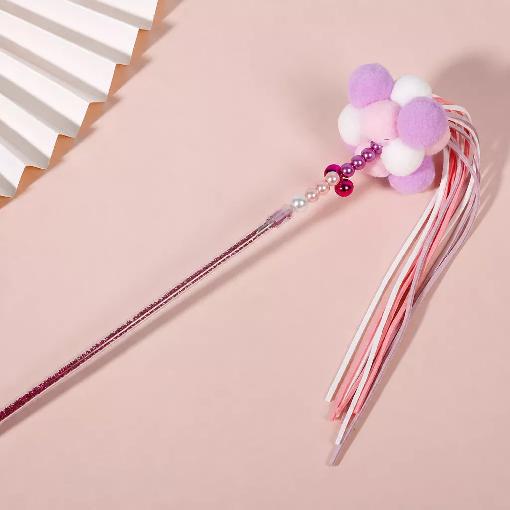 Fairy Cat Teaser Wand with Pom-Pom Toy