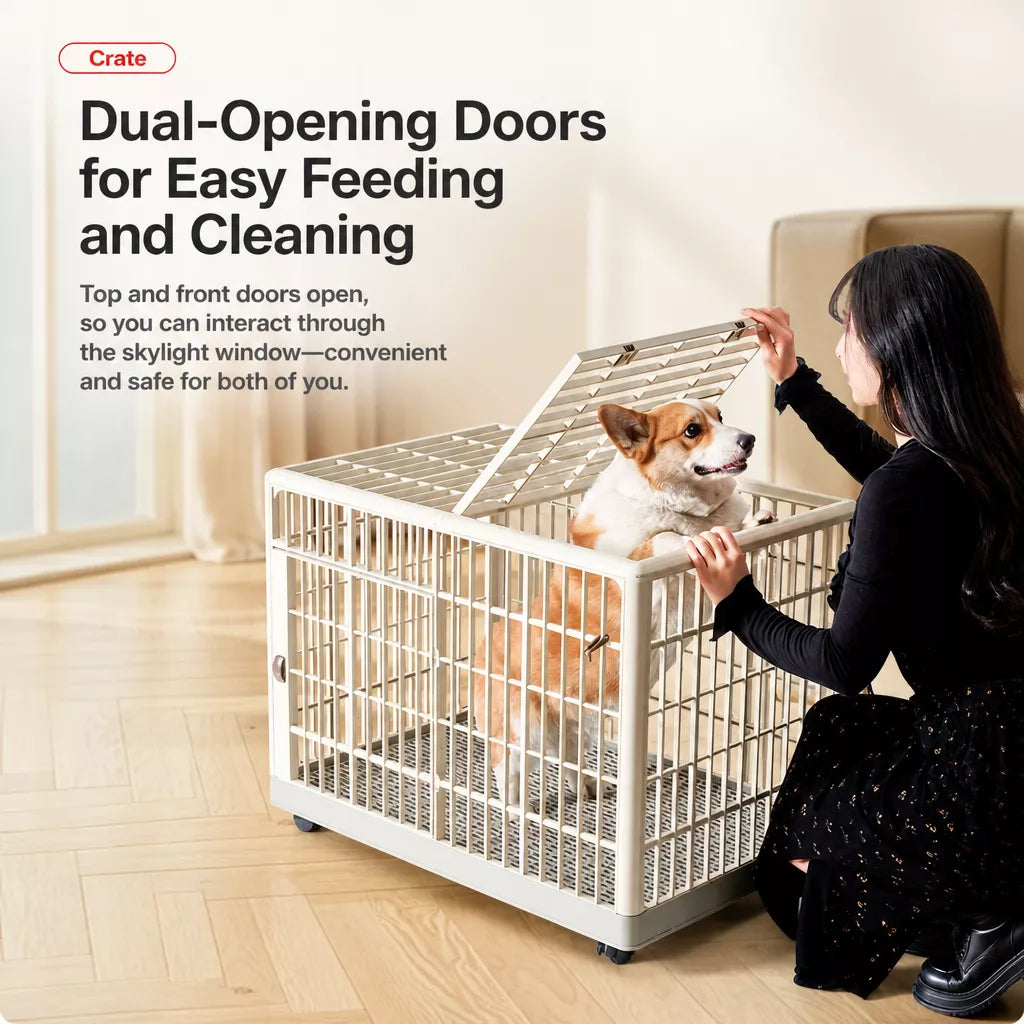 Indoor Pet Crate with Resin Panels and Iron Frame