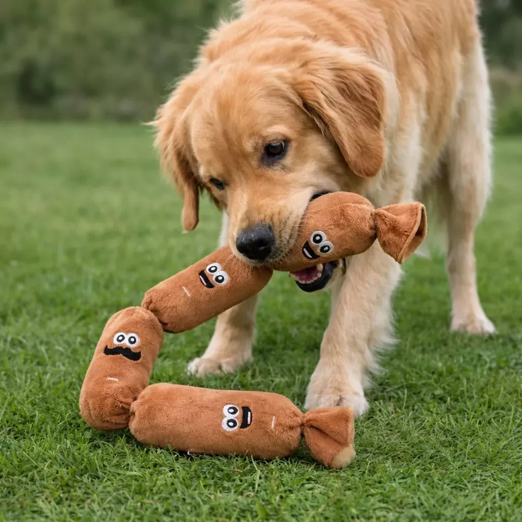 Four-Section Sausage Squeaky Tug Toy for Dogs