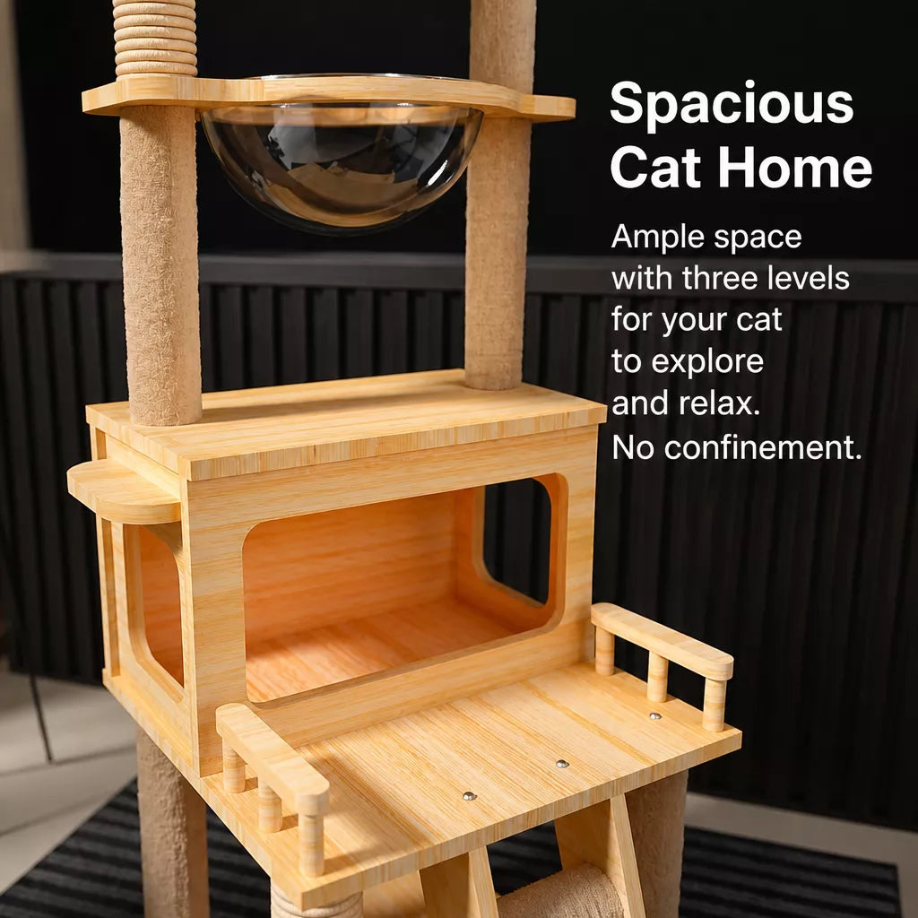 Mini Cat Tree with Enclosed Cat House and Scratching Post