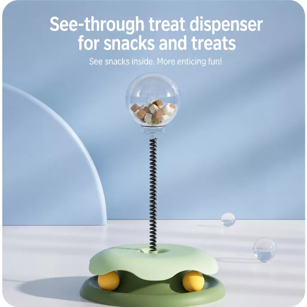 Interactive Cat Treat Spinner Toy with Teaser and Yarn Ball Options