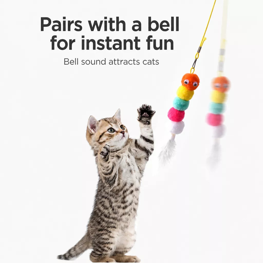 Door-Hanging Feather Cat Teaser Toy with Elastic Cord