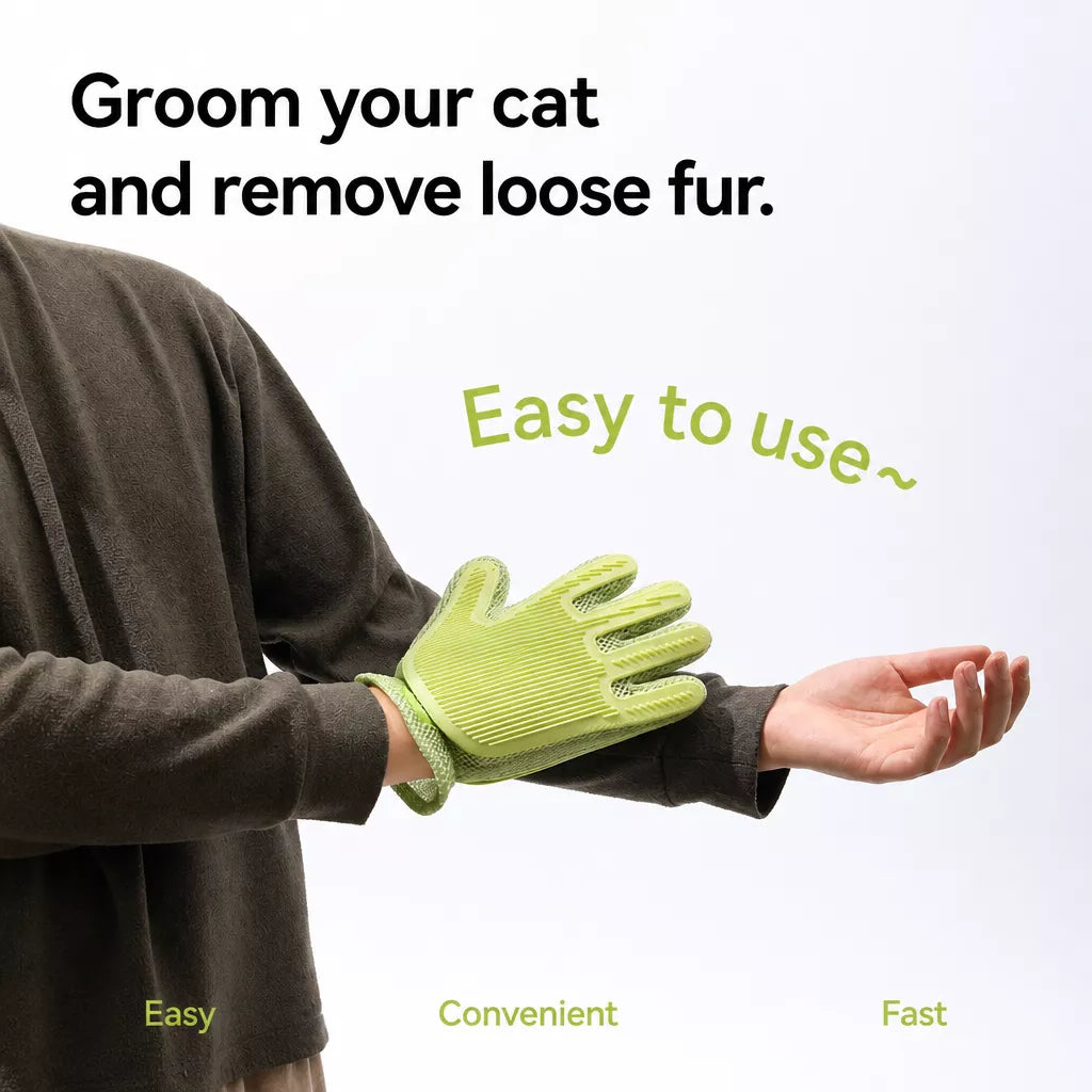Double-Sided Cat Grooming Glove for Loose Fur