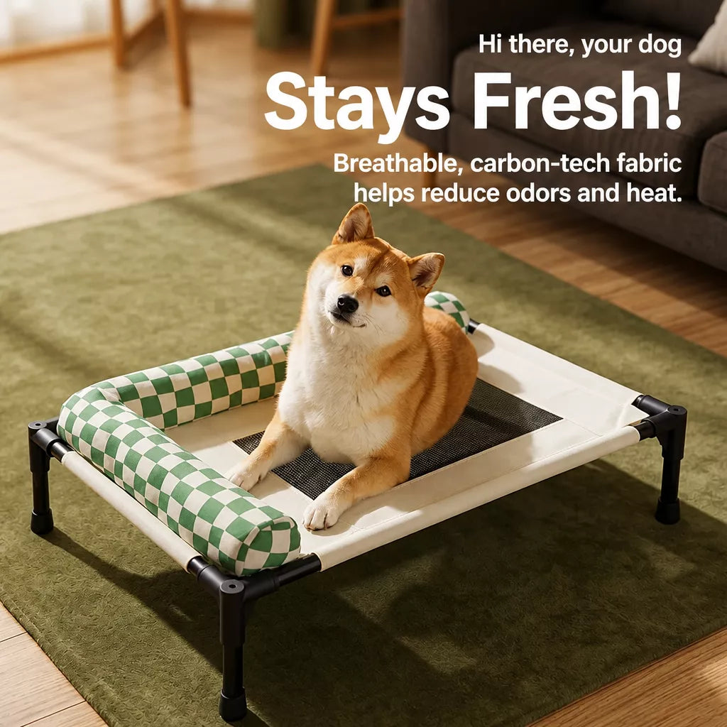 Portable Elevated Pet Cot for Dogs and Cats with Mesh Surface