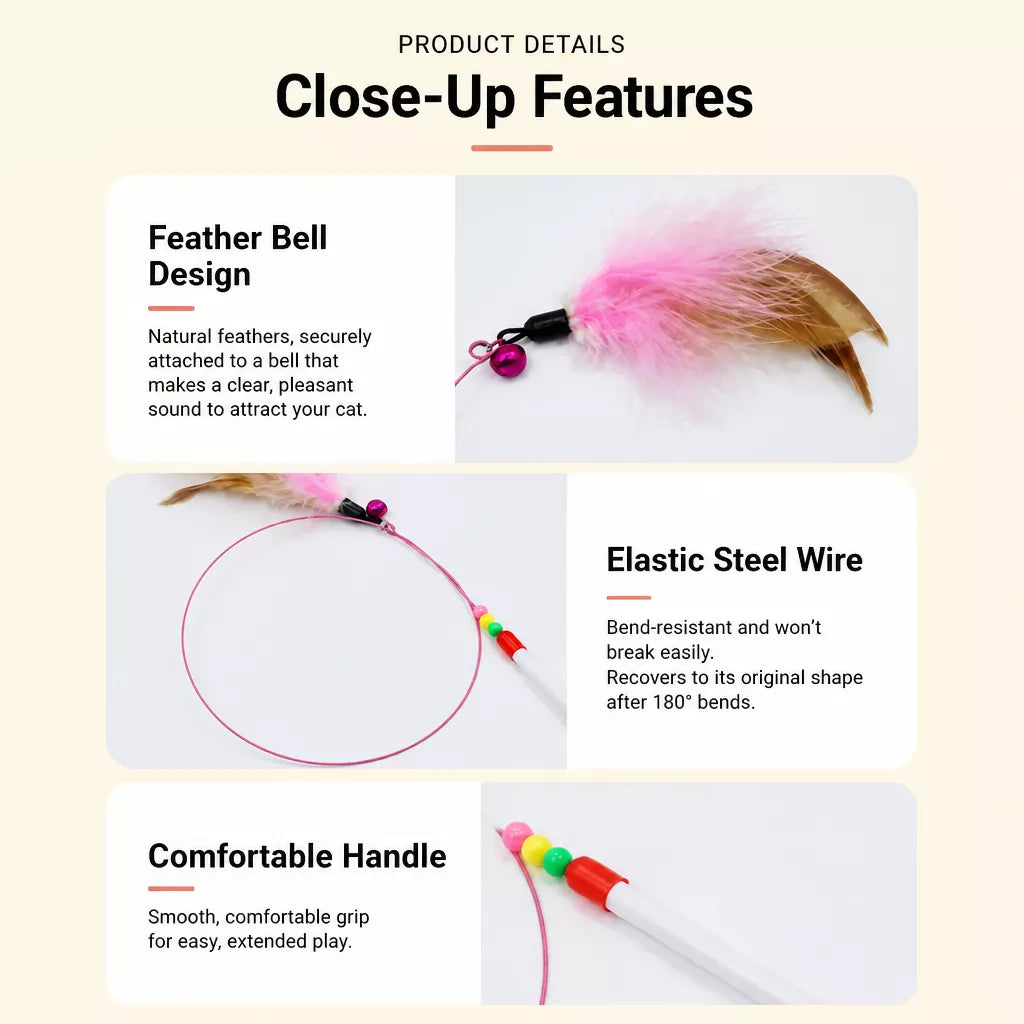 Cat Teaser Wand with Bell and Feather