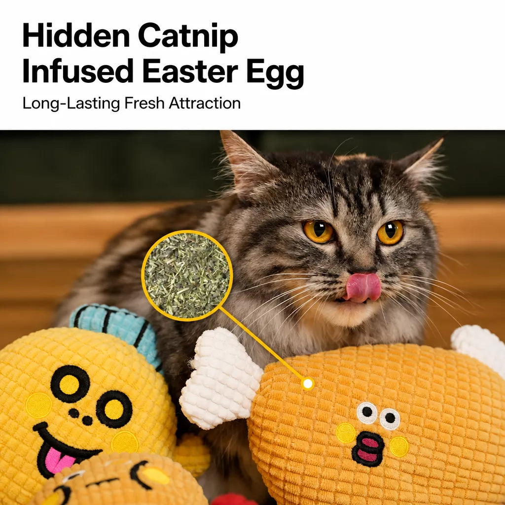 Waffle Plush Cat Toy with Crinkle Sound & Catnip