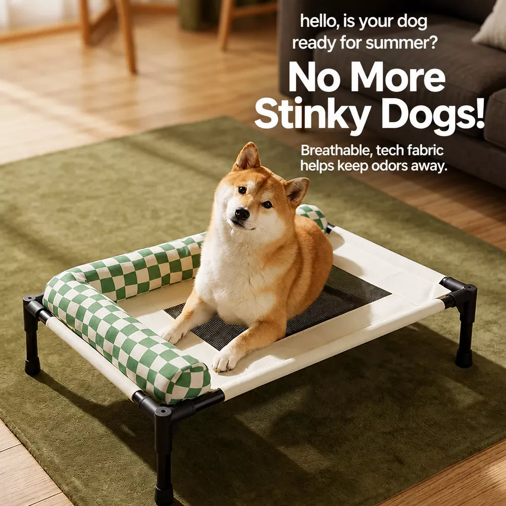 Portable Elevated Pet Cot Bed with Removable Cushion