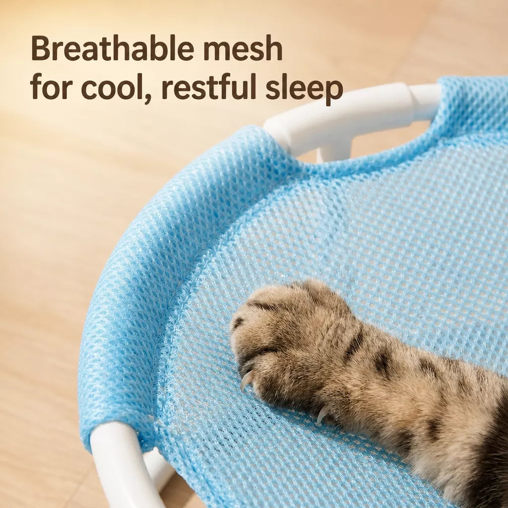 Round Elevated Pet Bed with Breathable Hammock-Style Surface
