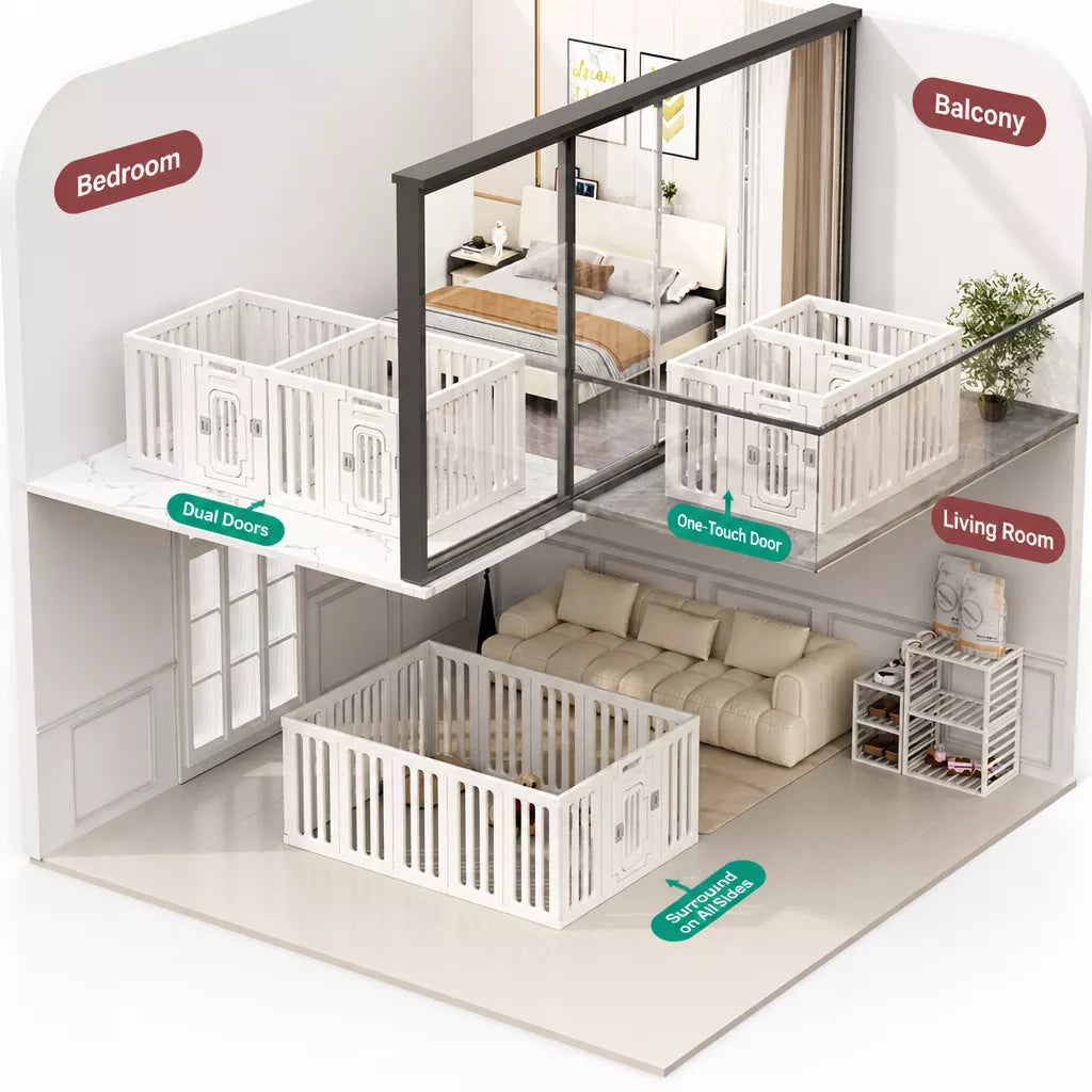 Indoor Pet Playpen with Door for Small Dogs