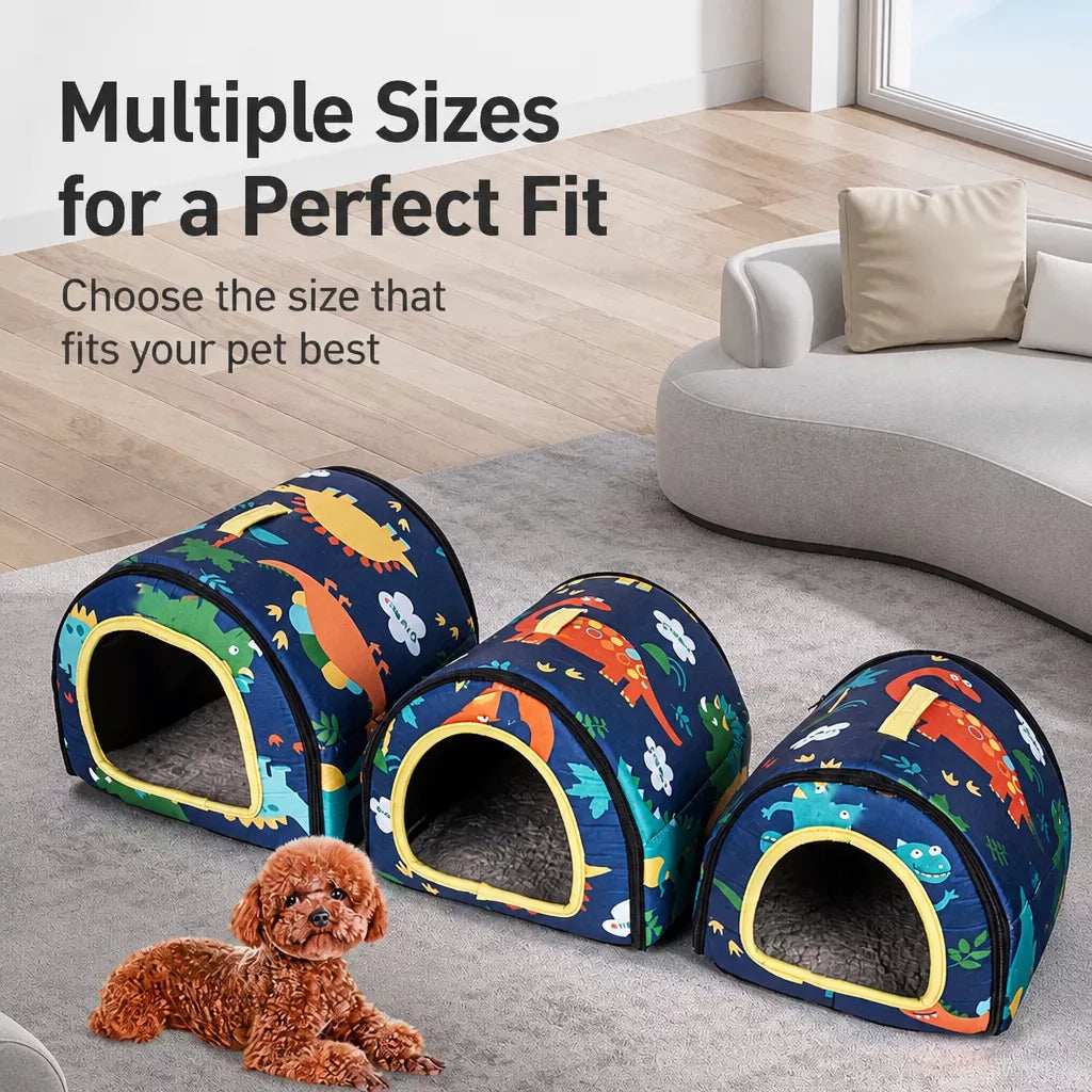 Semi-Enclosed Waterproof Pet Bed for Small to Medium Dogs and Cats
