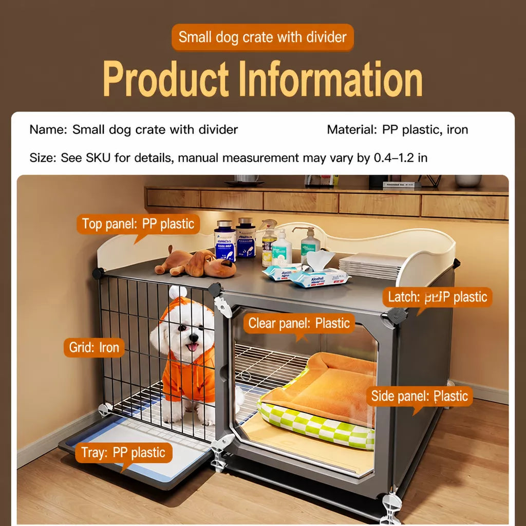 Indoor Iron Dog Crate with Separate Potty Area