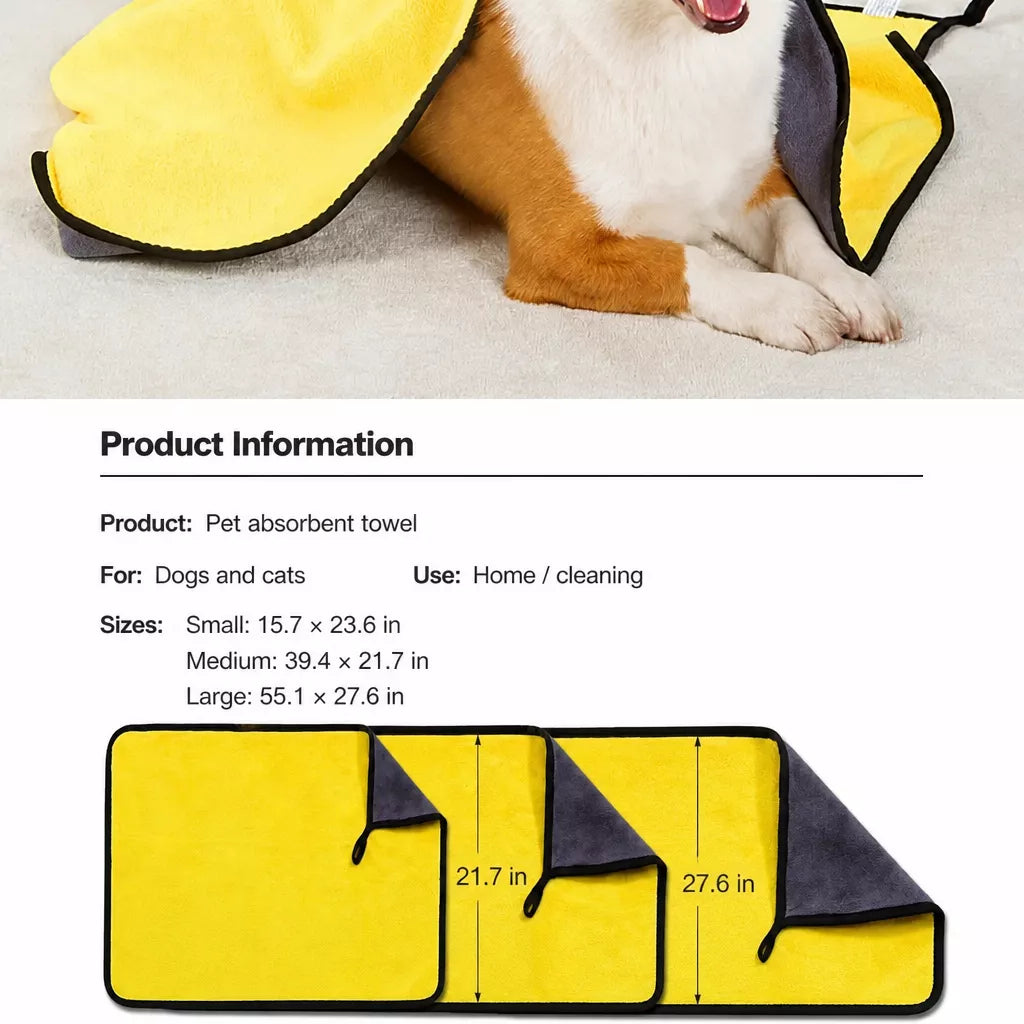 Thick Quick-Dry Pet Bath Towel for Dogs and Cats
