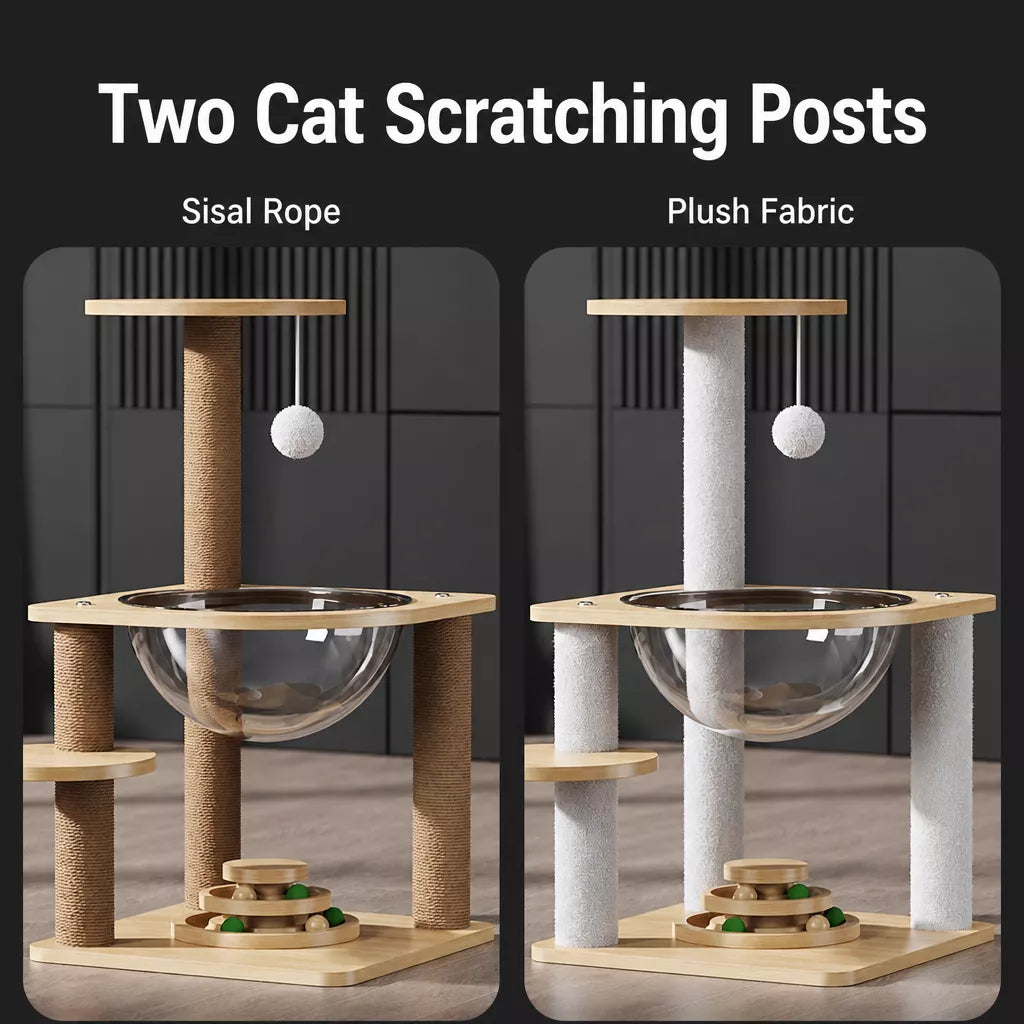 Cat Tree with Space Capsule Hideaway and Scratching Post