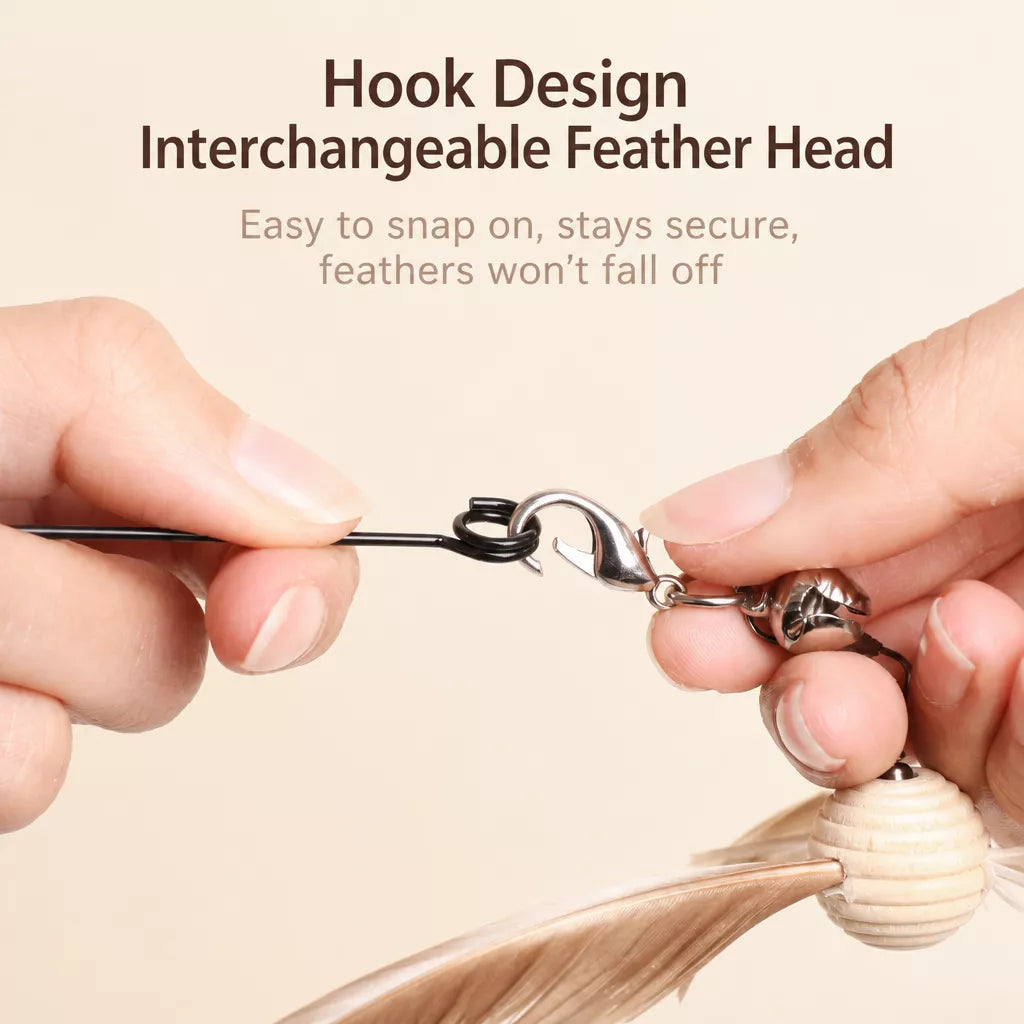 Cat Teaser Wand with Feather Attachments