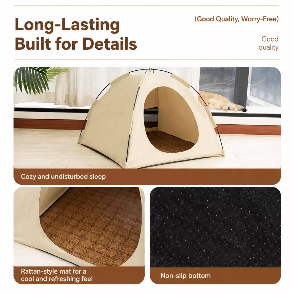Portable Enclosed Pet Tent Bed with Ventilated Design
