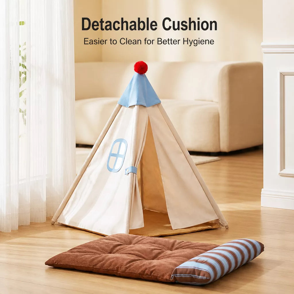 Semi-Enclosed Tent Bed for Small Dogs and Cats