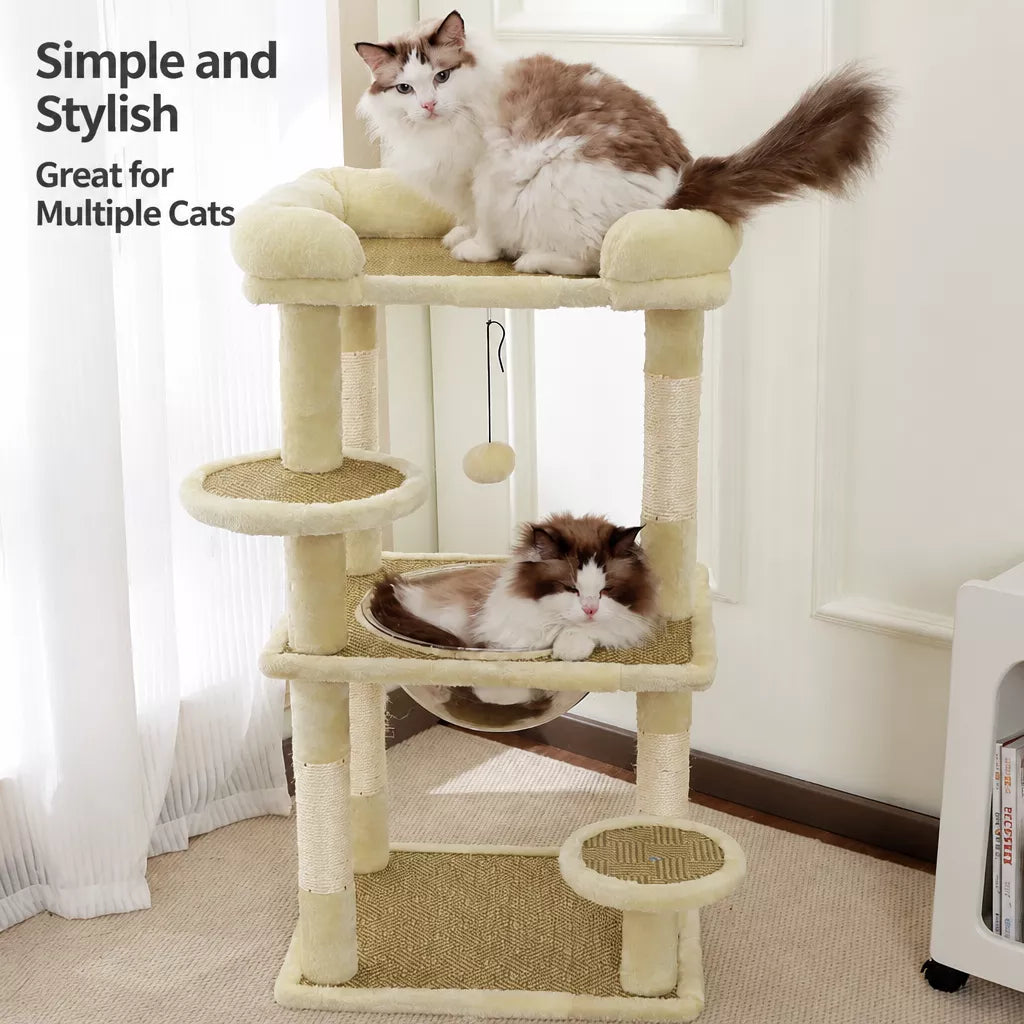 Compact Cat Tree with Space Capsule Hideaway and Perch