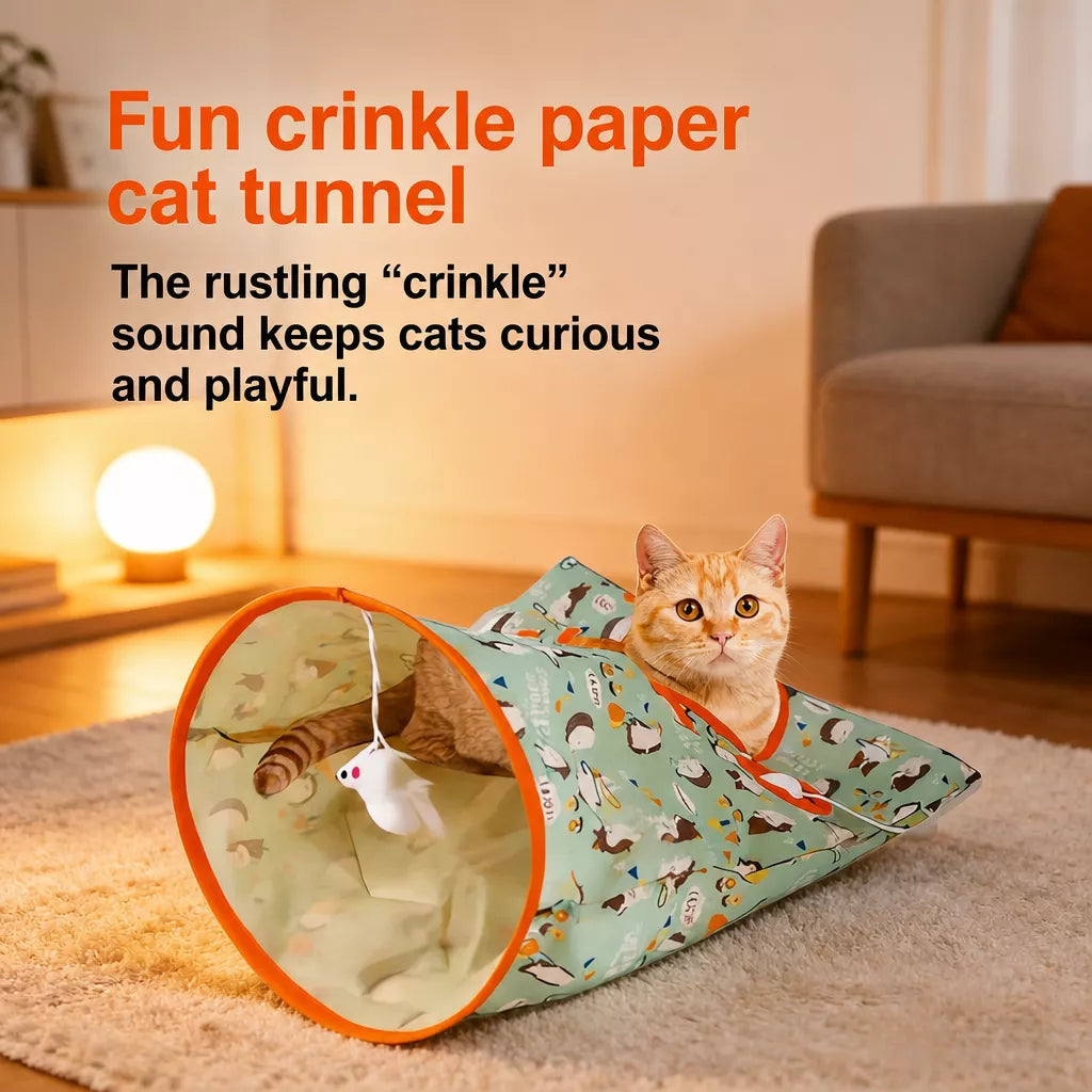 Crinkle Cat Hideaway Bag & Play Tunnel
