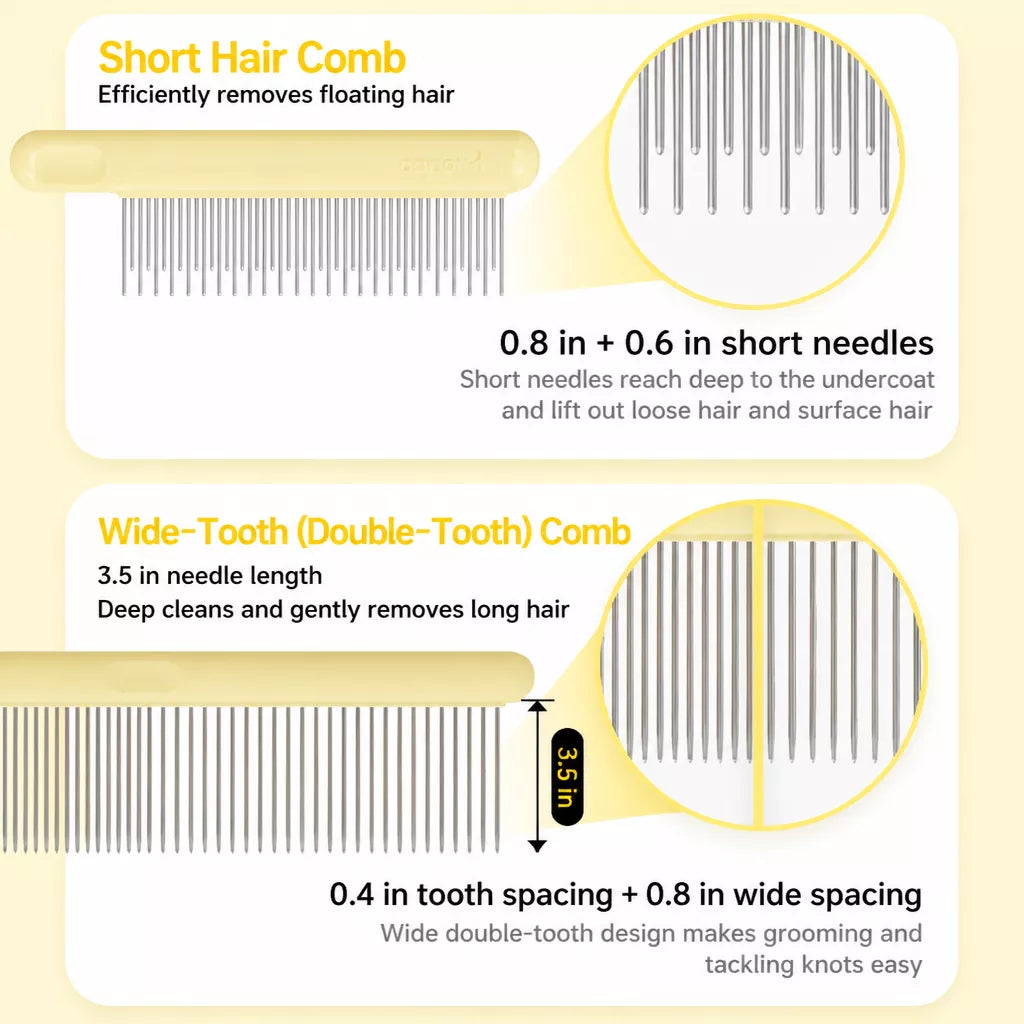 3-Piece Pet Grooming Comb Set for Cats and Dogs