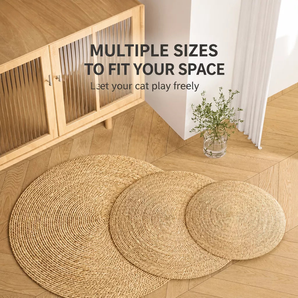 Round Bulrush Cat Scratching Mat